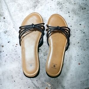 💕Shade & Shore Women's Eliza Knotted Strappy Open Toed Sandals in Black Size 9